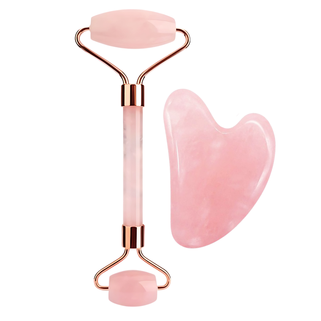 Rose Quartz Roller &amp; Rose Quartz Gua Sha