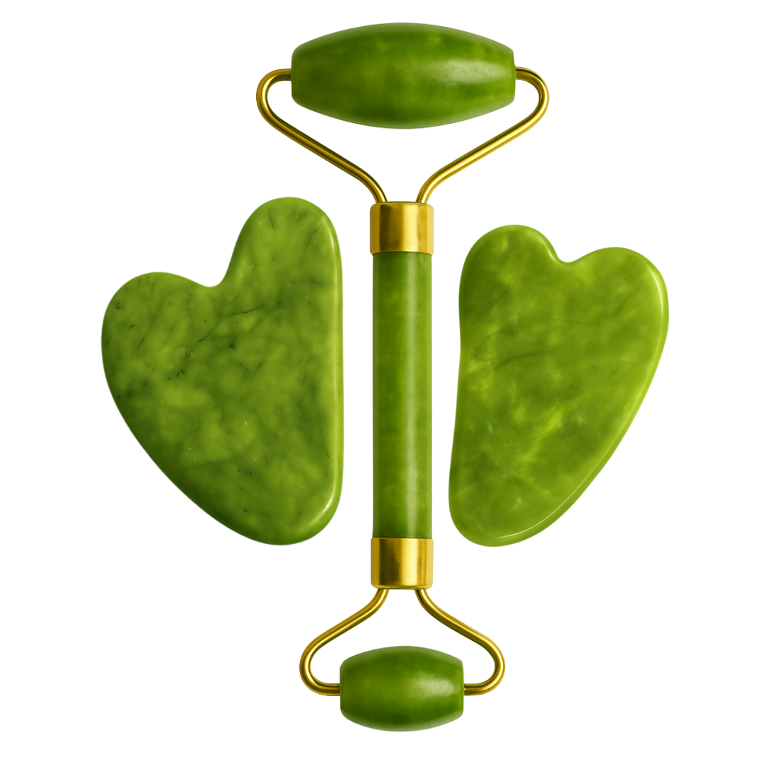 Jade Face Roller &amp; Pure Jade Gua Sha Set