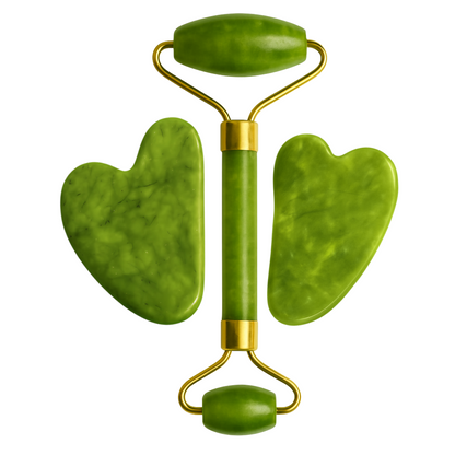 Jade Face Roller &amp; Pure Jade Gua Sha Set
