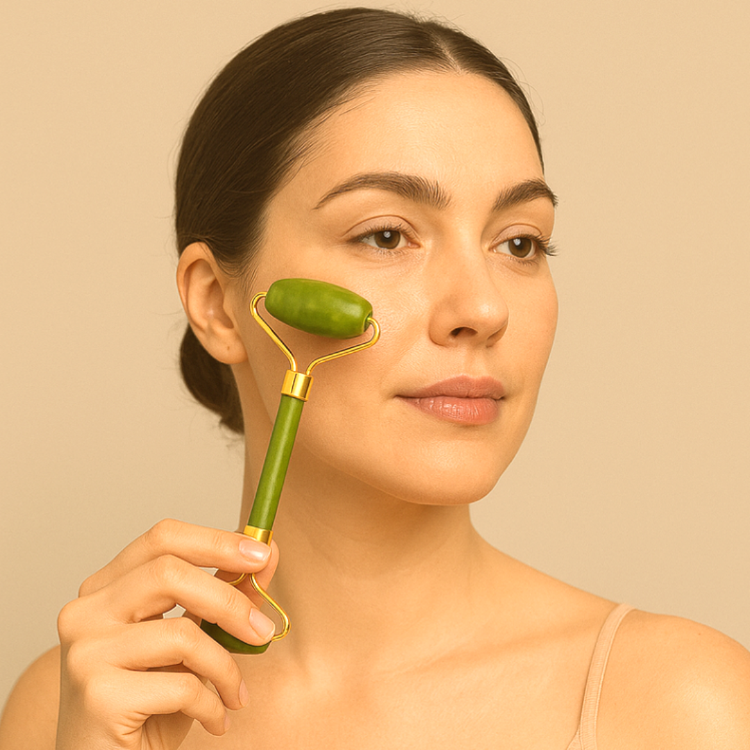 Jade Face Roller &amp; Pure Jade Gua Sha Set