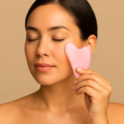 Rose Quartz Roller &amp; Rose Quartz Gua Sha